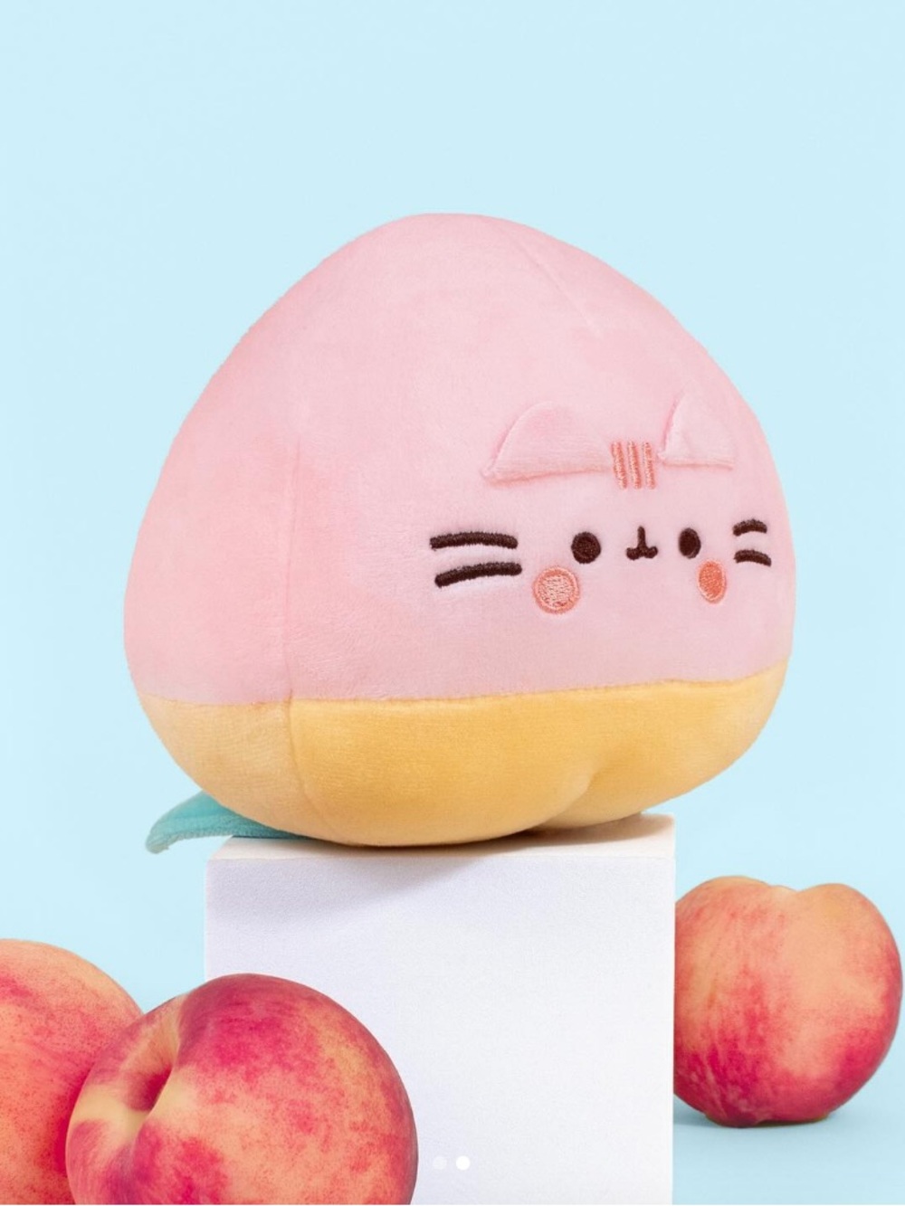 Plush Peach Cat - Pink and Yellow Soft Cuddler